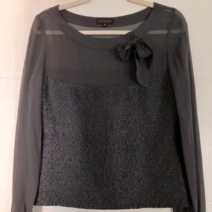 Adolfo Dominguez Blouse with Chiffon Shoulders and Sleeves Size 40